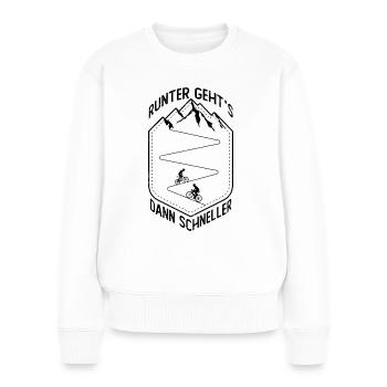 Rutreich Gehen Dann Schneller - - Frauen Premium Bio Pullover - Weiß - Vorne - Julia (174cm)