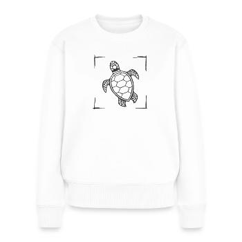 Turtle (big, black) - 'This is Nature' - Frauen Premium Bio Pullover - Weiß - Vorne - Julia (174cm)