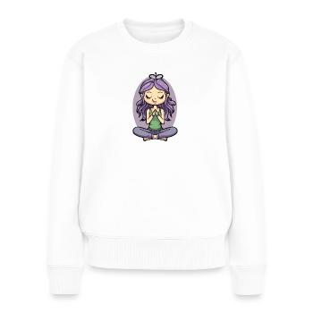 Yoga Lotus Pose - Frauen Premium Bio Pullover - Weiß - Vorne - Julia (174cm)