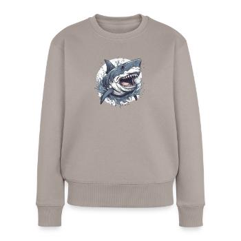 Shark Haifisch - Frauen Premium Bio Pullover - Taupe - Vorne - Julia (174cm)