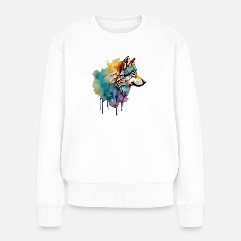 WOLFSKOPF - Frauen Premium Bio Pullover - Weiß