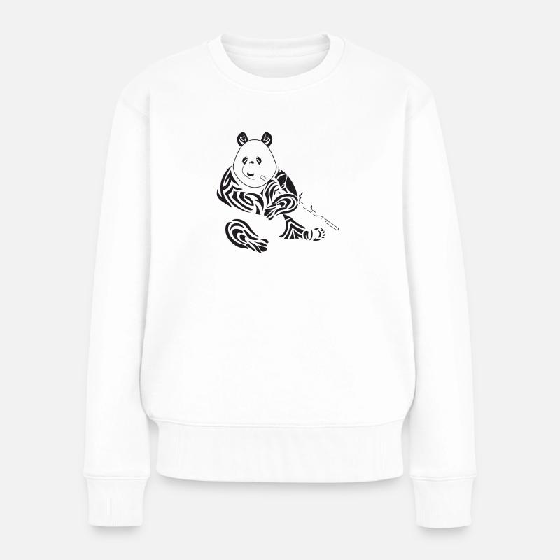 Stammes-Panda - Frauen Premium Bio Pullover - Weiß