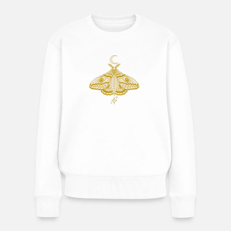 Witchy Cute Celestial Moth - Women's Premium Organic Jumper - white