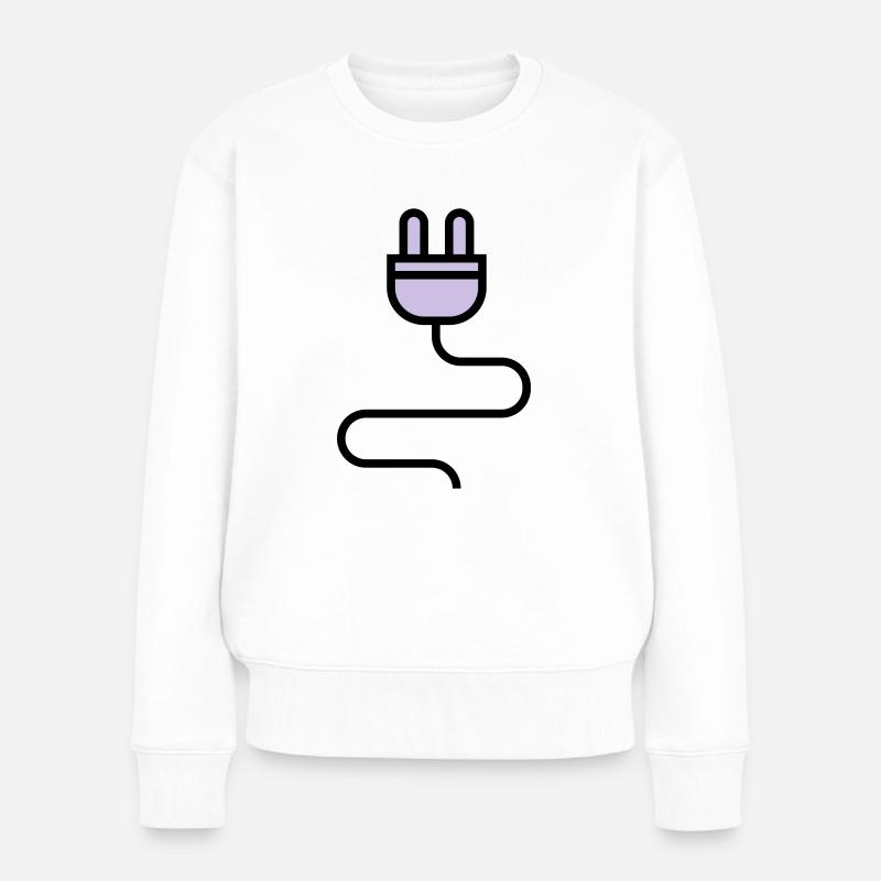 Stromkabel, Stecker - Frauen Premium Bio Pullover - Weiß
