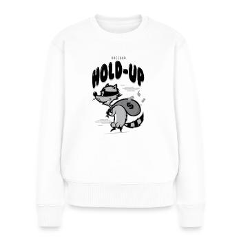 Waschbär halten - Frauen Premium Bio Pullover - Weiß - Vorne - Julia (174cm)