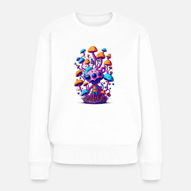 Trippy Alien 04 - Frauen Premium Bio Pullover - Weiß