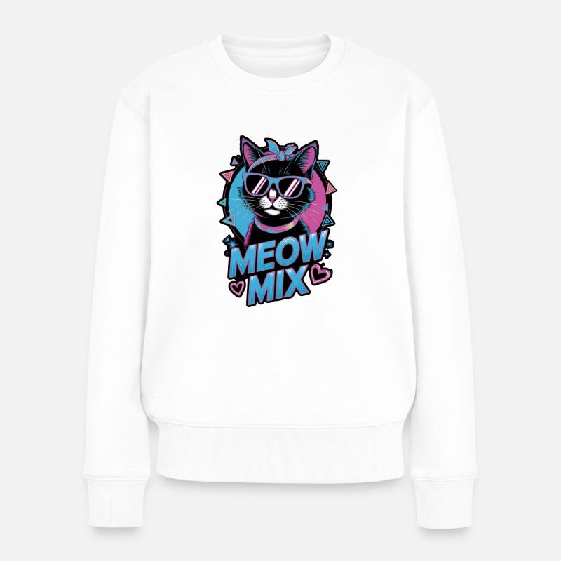Katzenmusik 80er Jahre - Frauen Premium Bio Pullover - Weiß