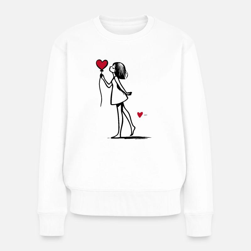 LOVE - Frauen Premium Bio Pullover - Weiß