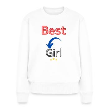 best girl / meilleur fille - Pull Premium bio Femme - blanc - Devant - Julia (174cm)