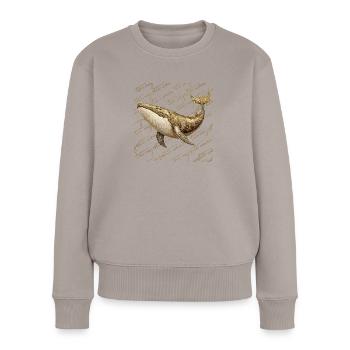 Baleine dorée - Pull Premium bio Femme - taupe - Devant - Julia (174cm)