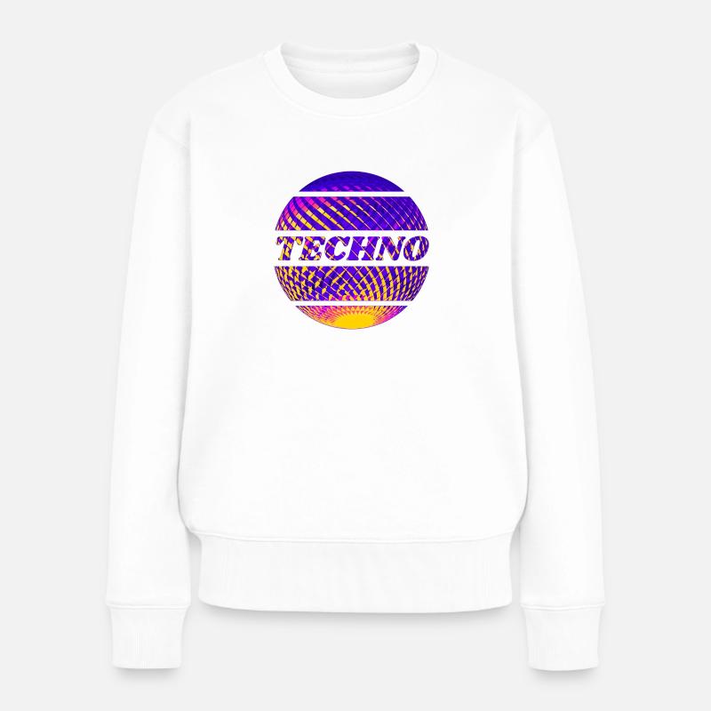 Techno Musik, Raver Design - Frauen Premium Bio Pullover - Weiß
