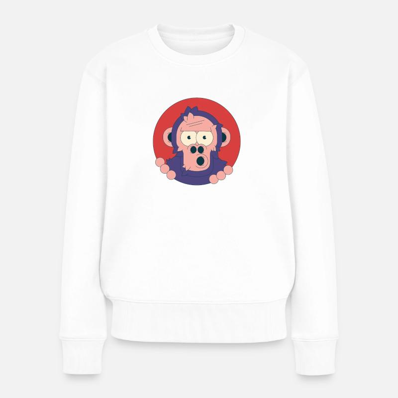 Cute Monkey - Frauen Premium Bio Pullover - Weiß