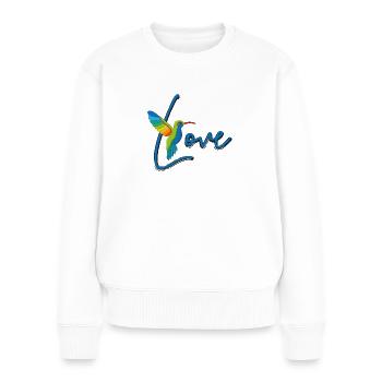 Amour colibri - Pull Premium bio Femme - blanc - Devant - Julia (174cm)