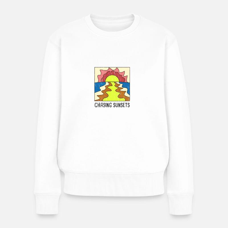 Chasing Sunsets - Frauen Premium Bio Pullover - Weiß