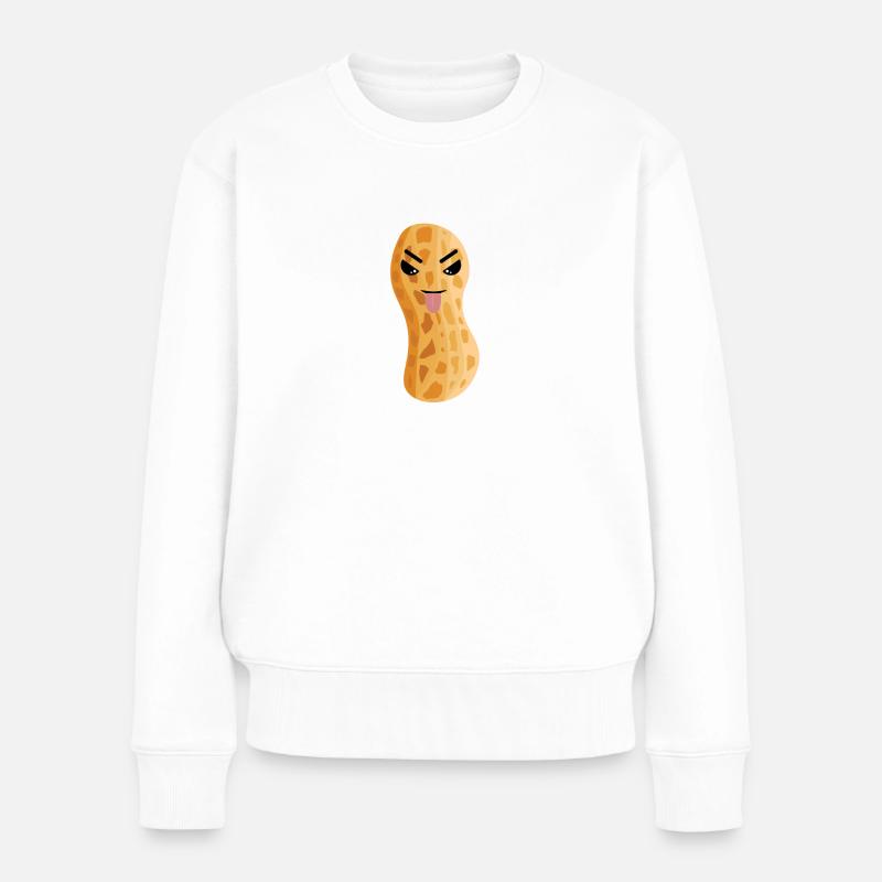 Erdnuss Erdnüsse Nuss Nüsse Speise - Frauen Premium Bio Pullover - Weiß