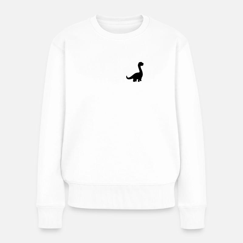 Badge - Mignon Dinosaure Brontosaurus - Pull Premium bio Femme - blanc