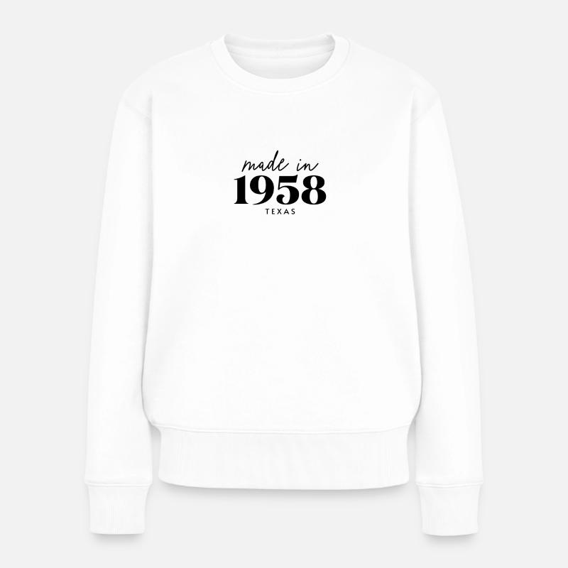 Made 1958 in Geburtstag in Texas - Frauen Premium Bio Pullover - Weiß