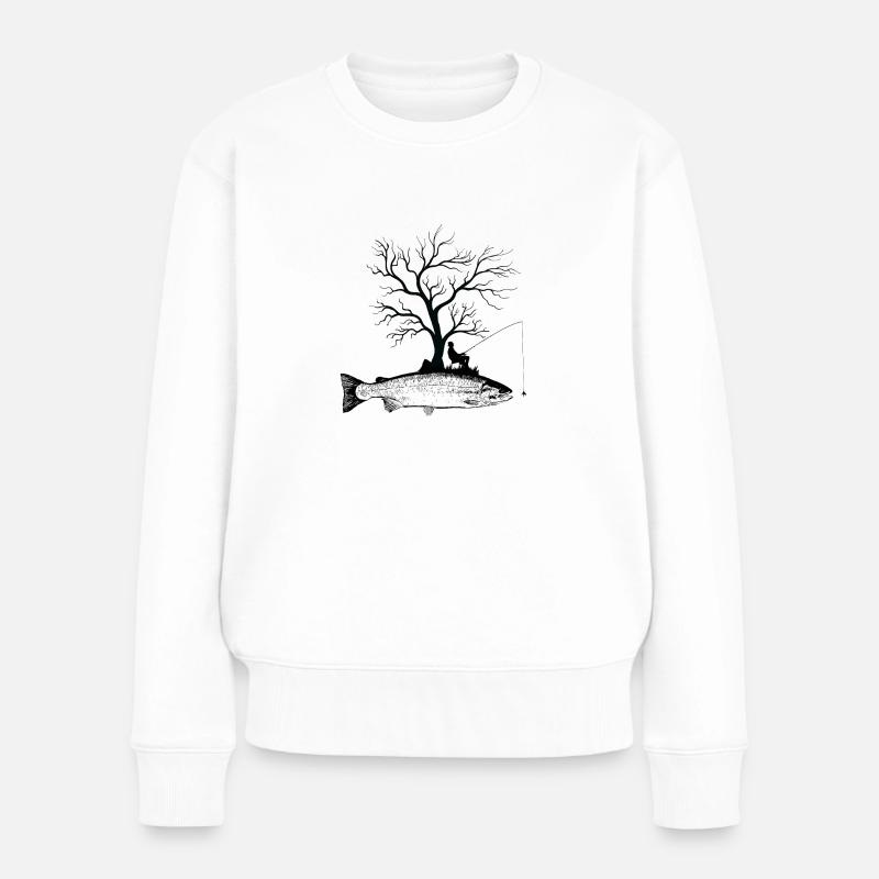 Arbre graphique - Truite de poisson - Pull Premium bio Femme - blanc