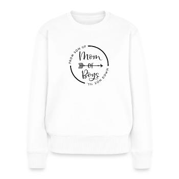 From Son Up - Mom Of Boys - Til Son Down - Frauen Premium Bio Pullover - Weiß - Vorne - Julia (174cm)