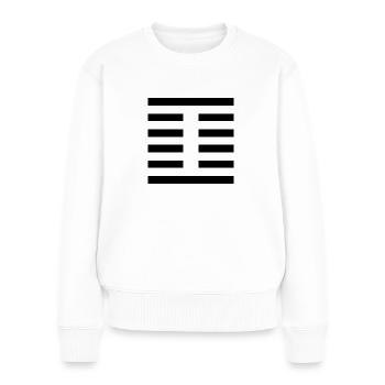 27 I - Les coins de la bouche (hexagramme) - Pull Premium bio Femme - blanc - Devant - Julia (174cm)