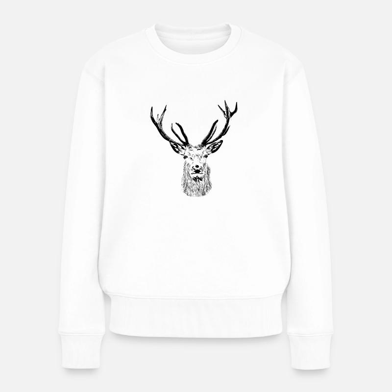 Majestätischer Hirsch – Wild und Elegant - Frauen Premium Bio Pullover - Weiß