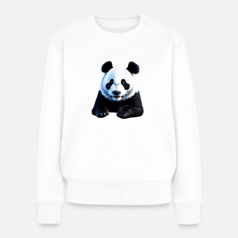 panda niedlich - Frauen Premium Bio Pullover - Weiß