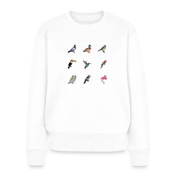 Vögel - Frauen Premium Bio Pullover - Weiß - Vorne - Julia (174cm)