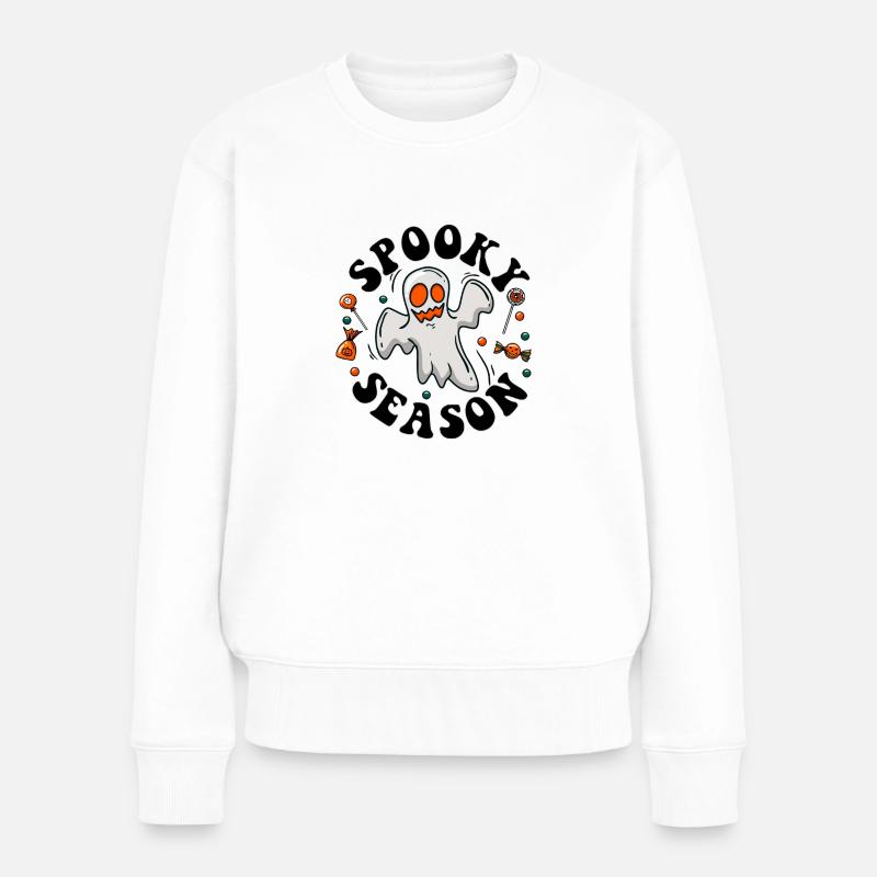 Ghost Spooky Season Retro Halloween - Frauen Premium Bio Pullover - Weiß
