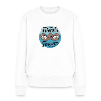 Zwei lachende Ottern Freunde für immer - Frauen Premium Bio Pullover - Weiß - Vorne - Julia (174cm)