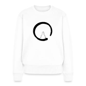 Buddha Enso Line Art - Minimalistisch - Frauen Premium Bio Pullover - Weiß - Vorne - Julia (174cm)