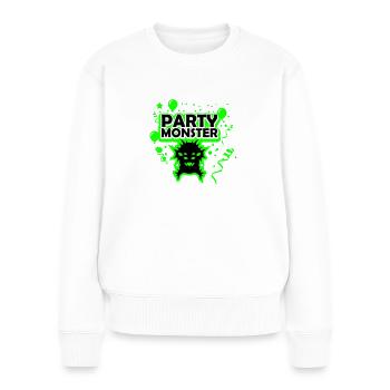 Partymonster dunkelgrün - Frauen Premium Bio Pullover - Weiß - Vorne - Julia (174cm)