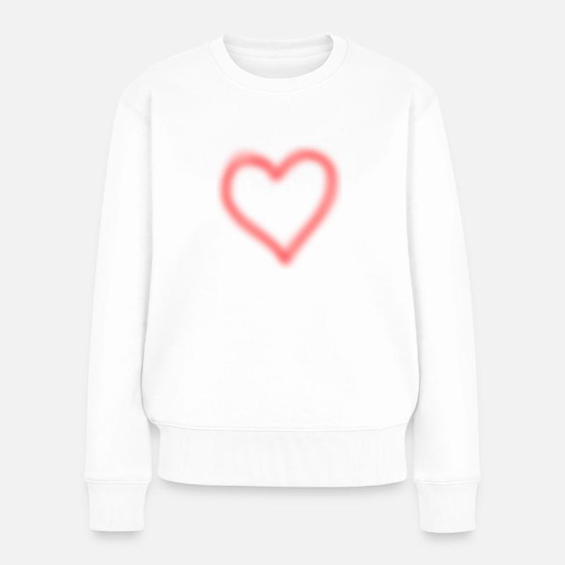 Herz - Frauen Premium Bio Pullover - Weiß
