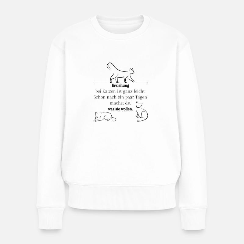 Erziehung bei Katzen - Frauen Premium Bio Pullover - Weiß