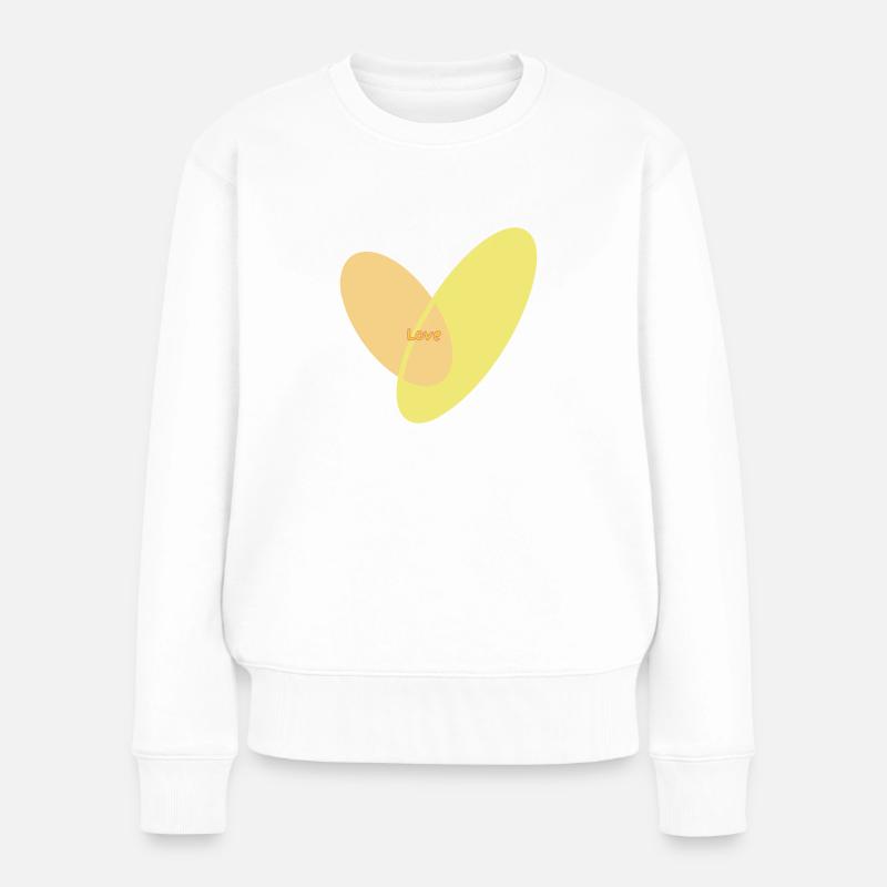 Herzform - Frauen Premium Bio Pullover - Weiß