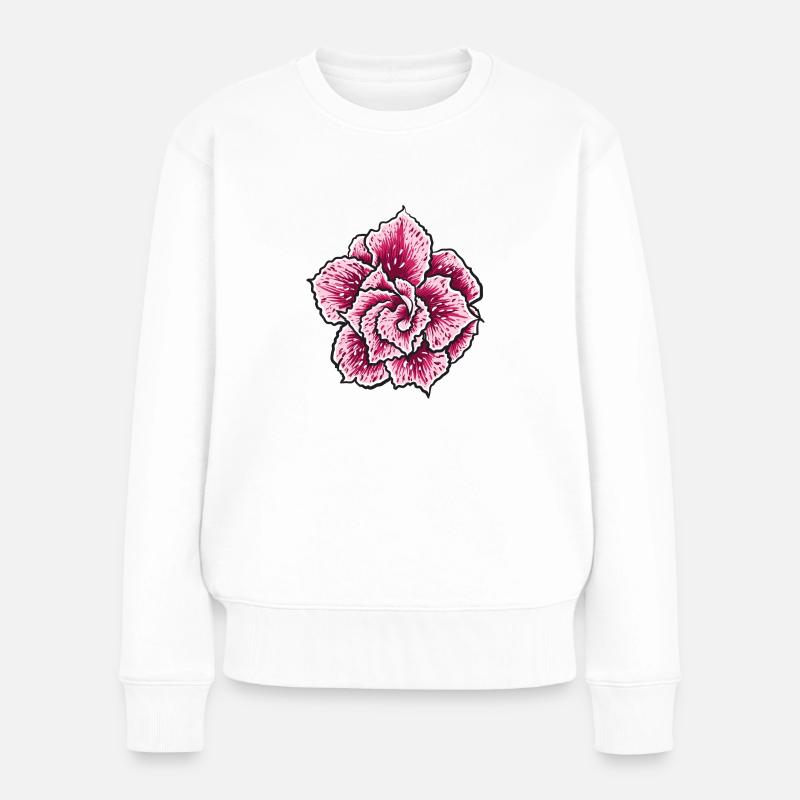 Blume - Frauen Premium Bio Pullover - Weiß