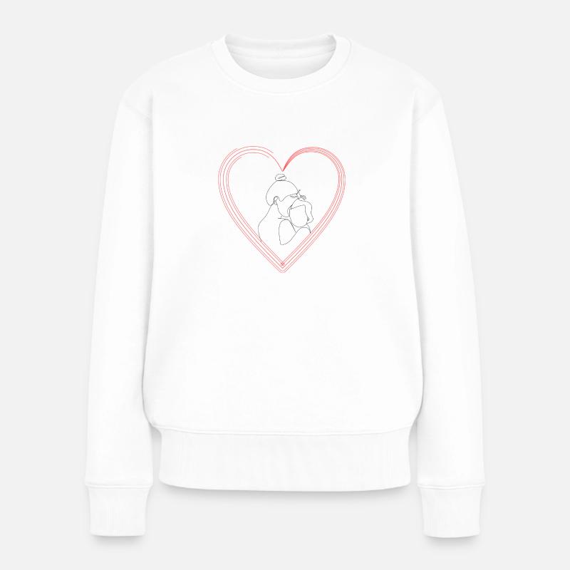 Mutter mit Kind in einem Herz - Frauen Premium Bio Pullover - Weiß