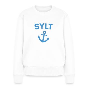 Sylt - Nordsee - Deutschland - Kampen - Insel - Frauen Premium Bio Pullover - Weiß - Vorne - Julia (174cm)