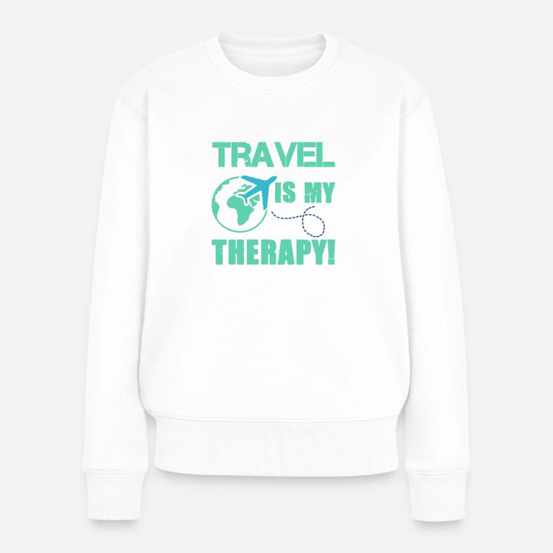 travel therapy 1 - Frauen Premium Bio Pullover - Weiß