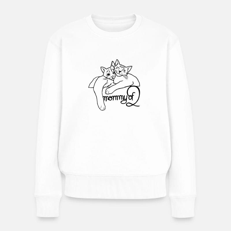 Maman de deux chats maman - Pull Premium bio Femme - blanc