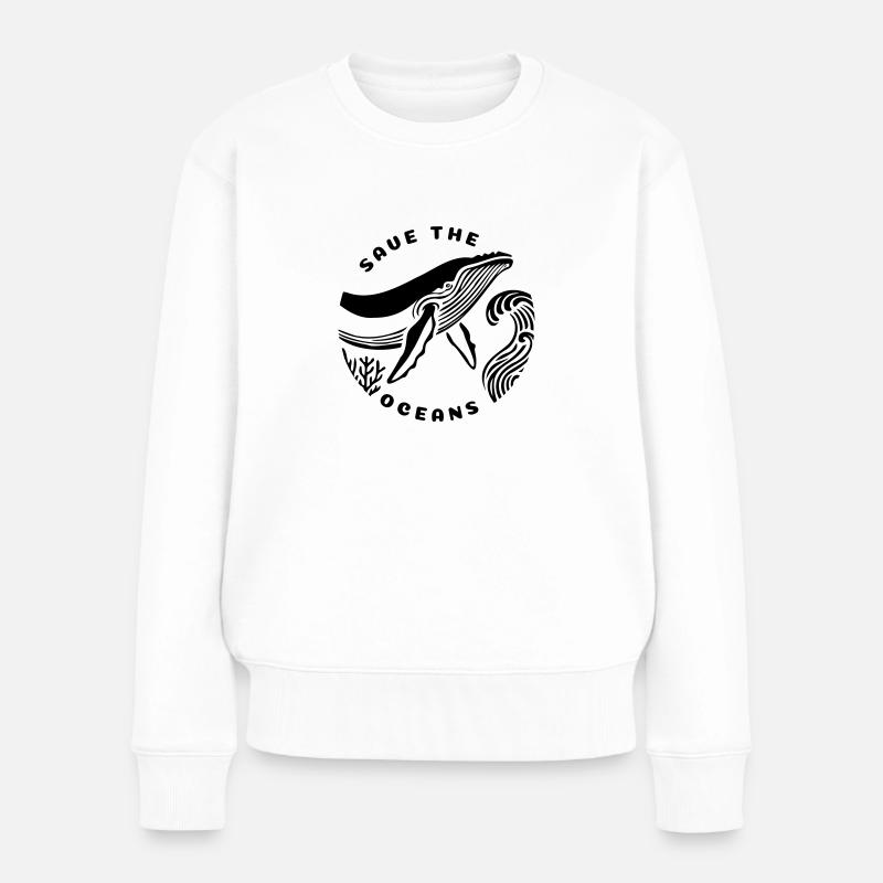 Save the Oceans - Rettet die Meere - Frauen Premium Bio Pullover - Weiß