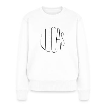 Lucas - Frauen Premium Bio Pullover - Weiß - Vorne - Julia (174cm)