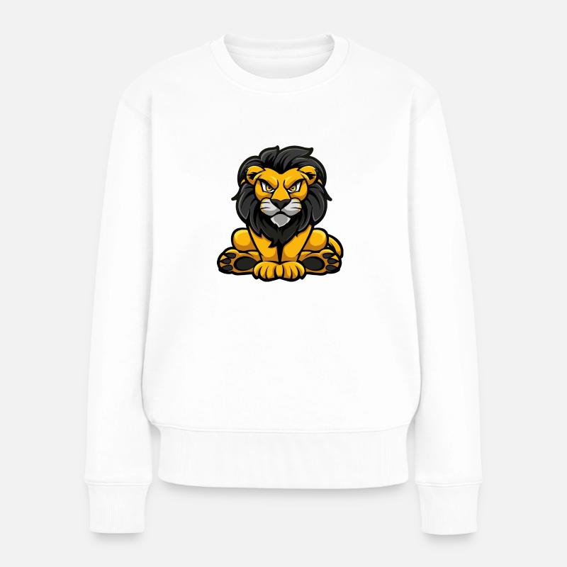Löwe Comic - Frauen Premium Bio Pullover - Weiß