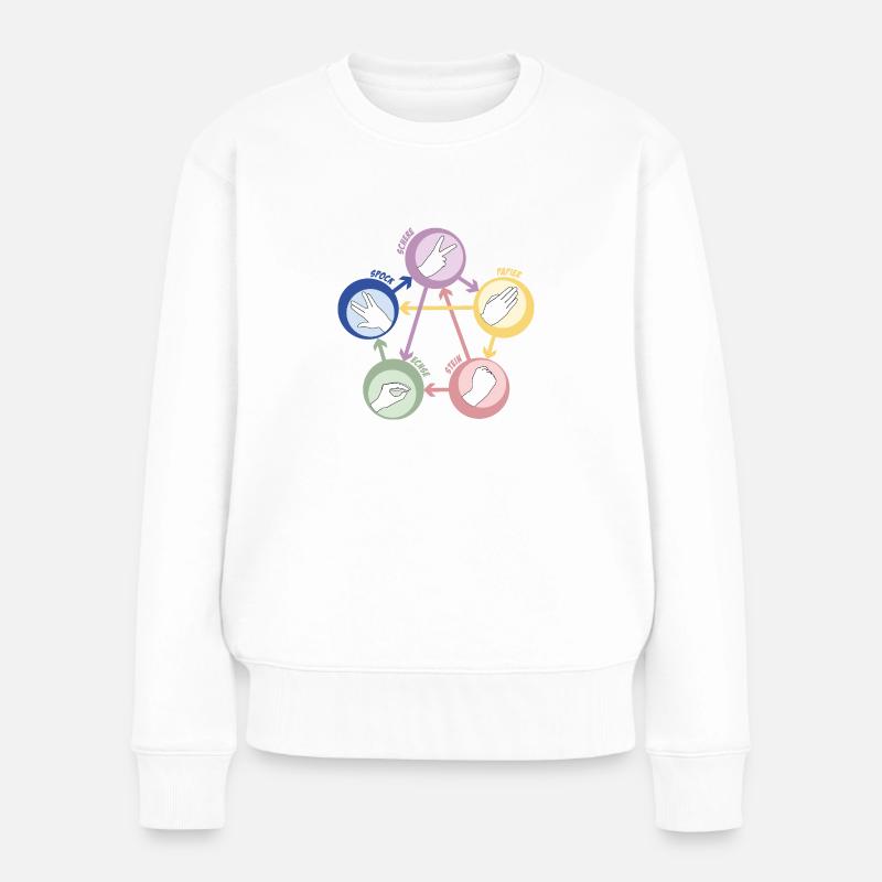 Spock Stein Schere - Big Bang - Frauen Premium Bio Pullover - Weiß