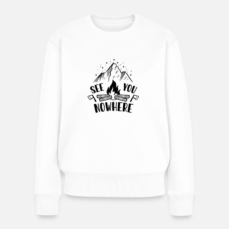 Mer vous nowhere | Camping Nature Design - Pull Premium bio Femme - blanc