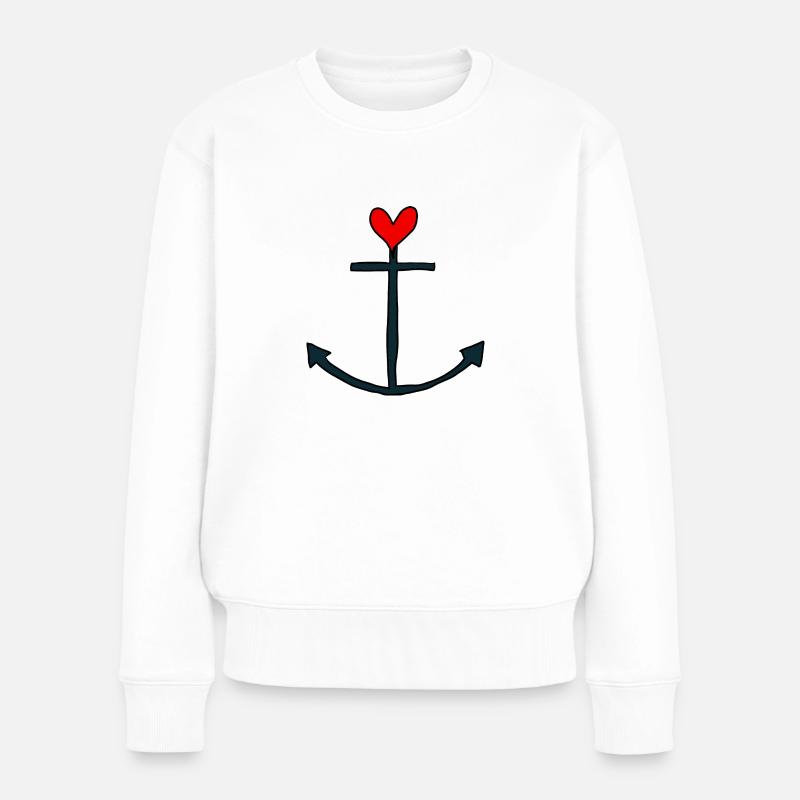 Anker - Frauen Premium Bio Pullover - Weiß