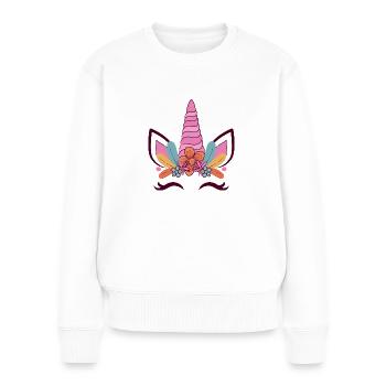 Einhorn - Frauen Premium Bio Pullover - Weiß - Vorne - Julia (174cm)