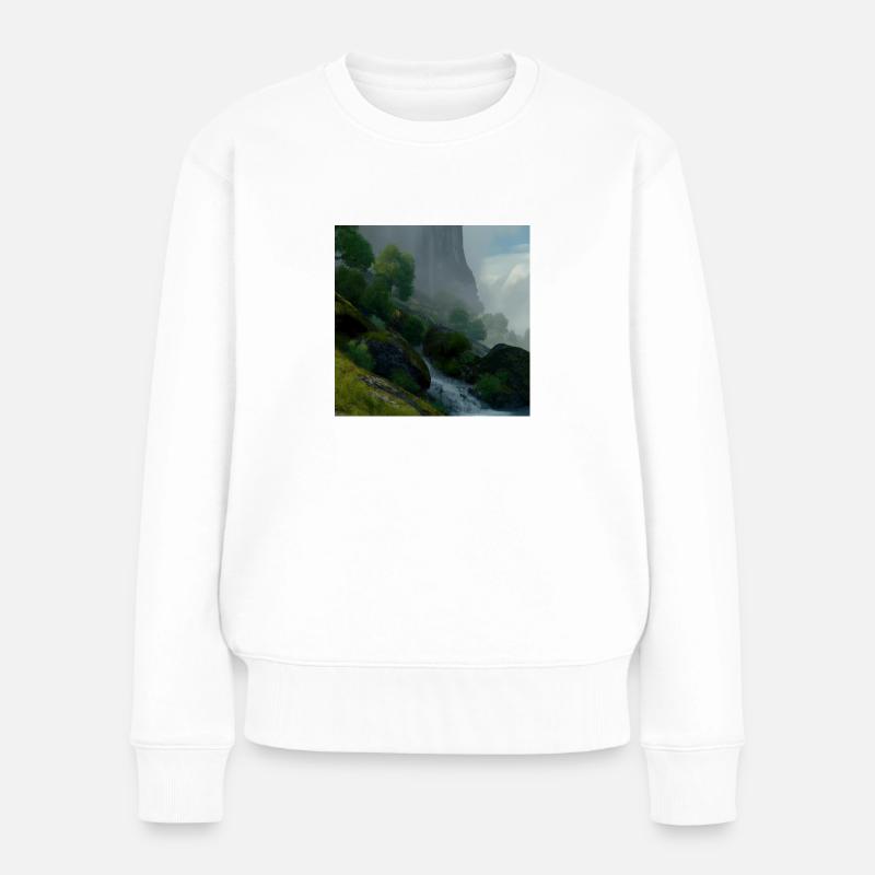 Beau paysage dans le brouillard - Pull Premium bio Femme - blanc