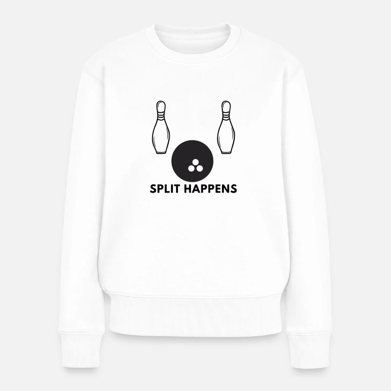 Split happens - Bowling - Frauen Premium Bio Pullover - Weiß