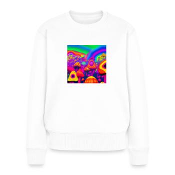 Forêt de champignons arc-en-ciel 2 - Pull Premium bio Femme - blanc - Devant - Julia (174cm)