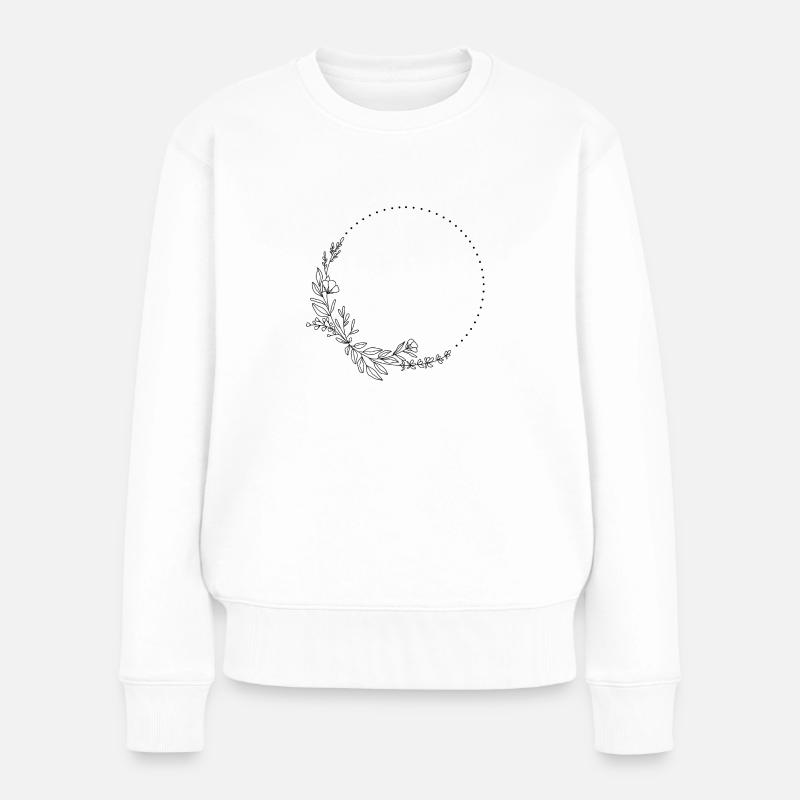 Blumen Rahmen - Frauen Premium Bio Pullover - Weiß